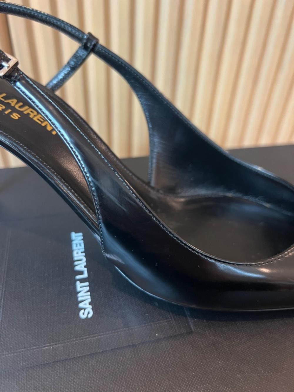 Saint Laurent Black Slingbacks Size 38.5 - Picture 6 of 10
